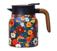 Stainless Steel Insulated Tea Pot with Infuser - Floral Design Ideal for Home and Kitchen Use Perfect for Travel and Outdoor Activities (Orange, B)