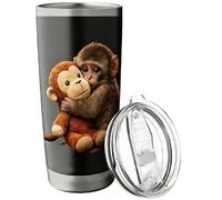 Stainless Steel Insulated Tumbler with Lid Plush Sad Monkey Print Water Bottle Leak-Proof Monkey Punch Pattern Insulated Cup for Travel Cafe Tea Drinking Gym Car