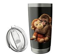 Stainless Steel Insulated Tumblers - 600ml Monkey Pattern Coffee Mug with Lid - Stainless Steel Coffee Tumbler - for Gym Office Home Travel Cafe Outdoor Car Party Tea Drinking Men Women