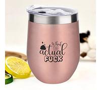 Stainless Steel Insulated Wine Cups What The Actual Fuck Travel Coffee Cup with Lid, Keep Hot Or Cold for Wine, Coffee, 12 OZ
