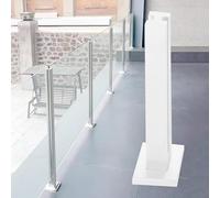 Stainless Steel Interior & Exterior Railing with White Glass Panels, 135cm Mid-Post Balustrade for Garden, Patio, Pool & Stairs, Safety Fence