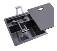 Stainless Steel Invisible Bar HJYBFA Compact RV & Kitchen Island with Cover,Siphon for Washing Dishes, Pool Small Spaces(35 * 45 21cm)
