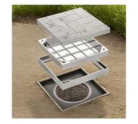 Stainless Steel Invisible Manhole Cover with Lifting Hook Ideal for Septic Tanks & Concrete Pavement - Heavy-Duty Weather-Resistant Design