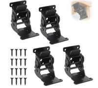 Stainless Steel Invisible Self-Locking Folding Hinge, Folding Table Brackets,0-90-180 Degrees Adjustable with Lock Button and Screws for Furniture Legs & Worktops, Self Lock Extension Support (Black)