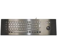 Stainless Steel IP65 Panel Mount Industrial Trackball Keyboard - Over Panel