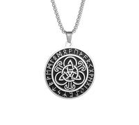 Stainless Steel Irish Celtic Trinity Knot Nordic Rune Circle Necklace Men Women Lucky Amulet Jewelry