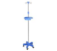 Stainless Steel IV Drip Stand, Stainless Steel IV Infusion Stand Tray 4 Hooks Adjustable 110-200cm Dialysis Home Hospital