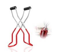 Stainless Steel Jar Lifter for Canning - Anti-Slip Canning Tongs with Grip Handle - Essential Jam Making Equipment for Sterilising & Safe Hot Jar Handling - Compatible with Kilner Jars (Red)