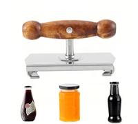 Stainless Steel Jar Opener Set with Oak Handle - Adjustable for Multi-Size Lids, with Professional Cloth, Suitable for Seniors/Kids/Ladies - Perfect for European Kitchen
