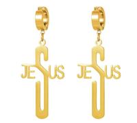 Stainless Steel Jesus Cross Earrings - Trendy Faith-inspired Drop Earrings for Women & Men, Stainless Steel, No Gemstone