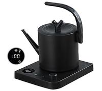 Stainless Steel Kettle with Temperature Setting, 1L Gooseneck Kettle 360°Base, Smart Anti-Scald, High Temperature Auto Shut-off Protection, Matte Black