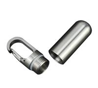 Stainless Steel Key-Ring Pill Holder Small Portable Pill Case Keychain Waterproof Metal Medicine Organizer for Outdoor Camping Travel Purse Pocket