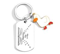 Stainless Steel Keychain with Cute Duck Pendant, Inspirational Phrase Gift for Friends and Sisters, Personalized Birthday Gift, Bag Charm, Keyrings for Her