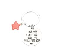 Stainless Steel Keyring Star Charm, Cute Couple Design, Creative Gift Ideas for Birthday, Personalized Keyring for Boyfriend, Friend, Mum, Her, Sister, Women, Bag Charm