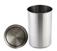 Stainless Steel Kitchen Cabinet Trash Can with Round Integrated Lid, Concealed Drop-Down Design, Bronze Color, Space-Saving Waste Bin for Modern Kitchens