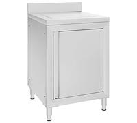 Stainless Steel Kitchen Cabinet with Draining Board, 60 x 60 x 96 cm, Adjustable Feet, Storage Compartment, Ideal for Restaurant, Hotel, Catering, Professional Kitchen, Catering, Commercial