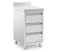 Stainless Steel Kitchen Cabinet with Worktop - 50 x 60 cm - 186 kg - 3 drawers - with upstand - Royal Catering RCCD-3