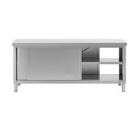 Stainless Steel Kitchen Cabinet with Worktop & Pass-Through - ECO - 200 x 70 cm - 500 kg - Royal Catering RCSSCB-200X70-H