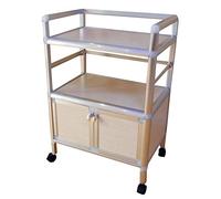 Stainless Steel Kitchen Cart Mobile Utility Trolley with Solid Wood 3-Tier Storage Shelves Universal Wheels 40kg Load Capacity 2 Perfect for Home & Restaurant Use