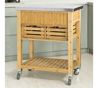 Stainless Steel Kitchen Cart, Sturdy & Practical, 73 x 46 x 93 cm, Portable Sto Trolley with Wheels, Versatile Kitchen nizer, Ideal for Home & Food Prep