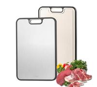 Stainless Steel Kitchen Double-Sided Steel Cutting Board, Stainless Steel/Wheat Straw PP Meat Double-Sided Non-Toxic Cutting Board, Kitchen Meat Board 15 * 10 Inches