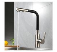 Stainless Steel Kitchen Faucet, Pull Out Mixer Tap, Black/Grey, Single Handle, Hot & Cold Water, Ideal for Home & Caravan Sinks, & Stylish Design