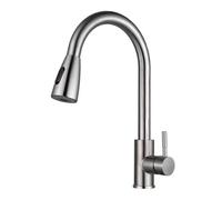 Stainless Steel Kitchen Faucet with Pull-Down Sprayer Hot & Cold Water Mixer Perfect for Vegetable Washing & Sink Cleaning (Cylinder-Silver)