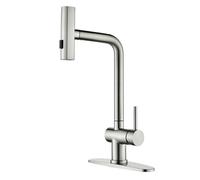 Stainless Steel Kitchen Faucet with Pull-Down Sprayer Single Handle Hot/Cold Water Mixer 3 Function Spray Modern Gray Sink Fixture