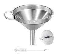 Stainless Steel Kitchen Funnel, 4.3-Inch Food Grade Metal Funnel with Strainer for Filling Bottles, Transferring Liquid, Oil, Juice, Milk