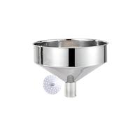 Stainless Steel Kitchen Funnel with Removable Filter 20 cm Multifunctional Metal Funnel for Liquid Powder Oils Jam (Color : Silver, Size : 20/3.8cm)