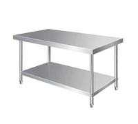 Stainless Steel Kitchen Island - Adjustable Two-Tier Workbench & Chopping Table with Ample Countertop Storage for Baking Food Prep Packing & Commercial Use