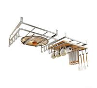 Stainless Steel Kitchen Pot Lid Rack Organizer Cutting Board Holder Space-Saving Wall Mount Hook Multi-Functional 26.8x25.8x13.3cm Tool-Free Installation Modern Minimalist Design(a)
