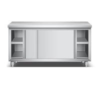 Stainless Steel Kitchen Prep Table - Multifunctional Worktable with Storage Cabinet, Sturdy Metal Construction, Large Space for Commercial & Home Use, Heavy-Duty Work Surface