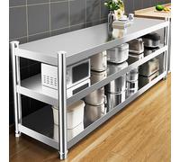 Stainless Steel Kitchen Prep Table with 3-Tier Storage Versatile Work Island Microwave Stand & Dining Side Shelf (70 x 45 x 80 cm) - Perfect for Home Cooking