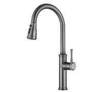 Stainless Steel Kitchen Pull Out Tap Gooseneck Design with Single Lever Handle & 360° Rotation Grey Finish Versatile Pull Out Spray Faucet for Modern Kitchens