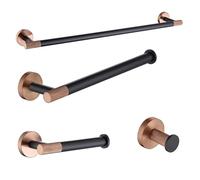 Stainless Steel Kitchen Roll Holder Set4 Pieces Rose Gold & Black Wall Mounted Towel Bar & Coat Hook Versatile Bathroom & Kitchen Storage Solution