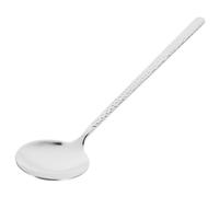 Stainless Steel Kitchen Serving Spoon with Long Handle, Deep Bowl | Hammered Texture, Silver Finish, for Pasta and Soup Serving at Dining Tables, Restaurants
