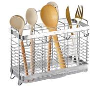 Stainless Steel Kitchen sil Holder 3-Cartment Cutlery nizer with Tray & Hook Wall/Table Mountable Cutlery Basket for Kitchen Sto