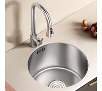 Stainless Steel Kitchen Sink 1 Bowl with Multi-Function 360° Rotating Faucet, Easy to Clean Modern Design, Includes Accessories for Versatile Use