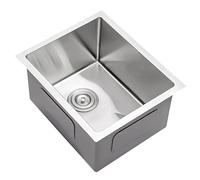 Stainless Steel Kitchen Sink 35x25cm Single Bowl with Drain Fittings Versatile Drop in/Undermount Installation for Utility Room & Pub Durable & Stylish Design