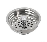 Stainless Steel Kitchen Sink Basket Strainer Drain Stopper, 85mm Diameter with 18 Fan-Hole Filter, 304 Grade, Chrome-Plated Plastic & Rubber Was