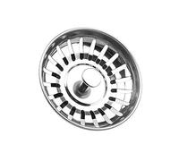 Stainless Steel Kitchen Sink Basket Strainer Stopper Combo Basket Replacement for Standard Drains Stainless Steel Body with Rubber Stopper