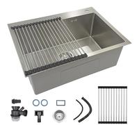 Stainless Steel Kitchen Sink Brushed Stainless Steel Kitchen Sink 55x45 cm ScratchResistantIncludes Drain Drip Tray Soap Dispenser Perfect for Modern Kitchens