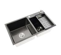 Stainless Steel Kitchen Sink, Double Bowl Kitchen Sink, Modern Multifunction Sinkwith Waste Kit, Drain Pipe, Rectangular Kitchen Sink Drop in for Kitchen, Bathroom