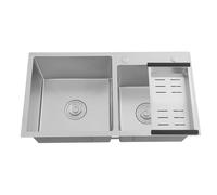 Stainless Steel Kitchen Sink, Double Bowl Kitchen Sinks 78x43x21cm Silver Brushed, Undermount with Drain Basket, Ideal for Home Bar Laundry