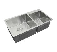 Grade Stainless Steel Double Kitchen Sink Satin Finish Commercial Grade Square