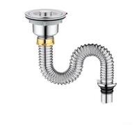 Stainless Steel Kitchen Sink Drain Pipe 304 Grade Designed for Drain Line Integration with Control Mechanism (D)