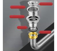 Stainless Steel Kitchen Sink Drain Pipe 304 Grade Designed for Drain Line Integration with Control Mechanism (C)