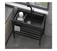 Stainless Steel Kitchen Sink for Outdoor & Indoor Use Garden Sink with Pull-Down Faucet & Teles Drain Rack Versatile Bathroom & Kitchen Sin