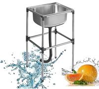 Stainless Steel Kitchen Sink - Freestanding Multi-Functional Catering Sink for Outdoor Indoor Laundry Room Backyard Garage (Size: 52x38x80cm/20.4x15x31.5in)